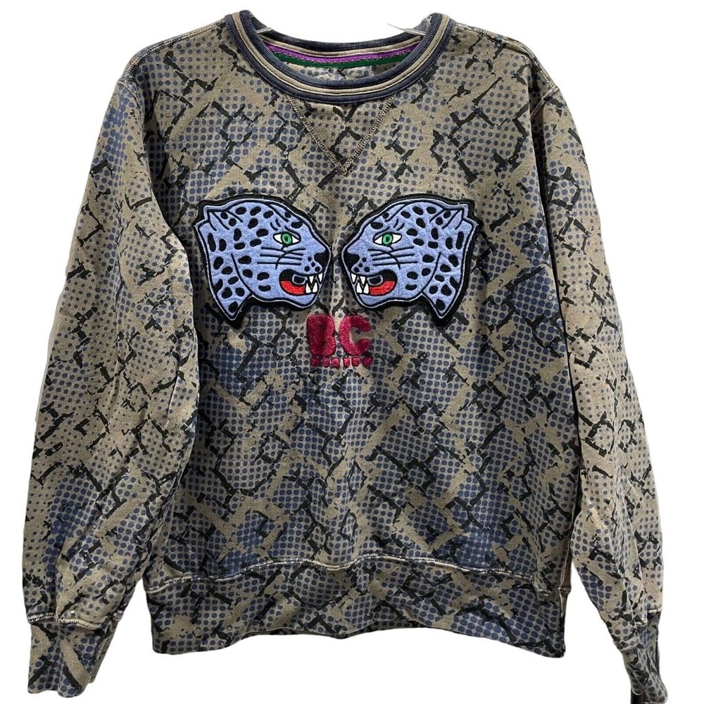 Best Company by Olmes Caretti Long Sleeve Sweatshirt Gray Black Jaguar Womens M